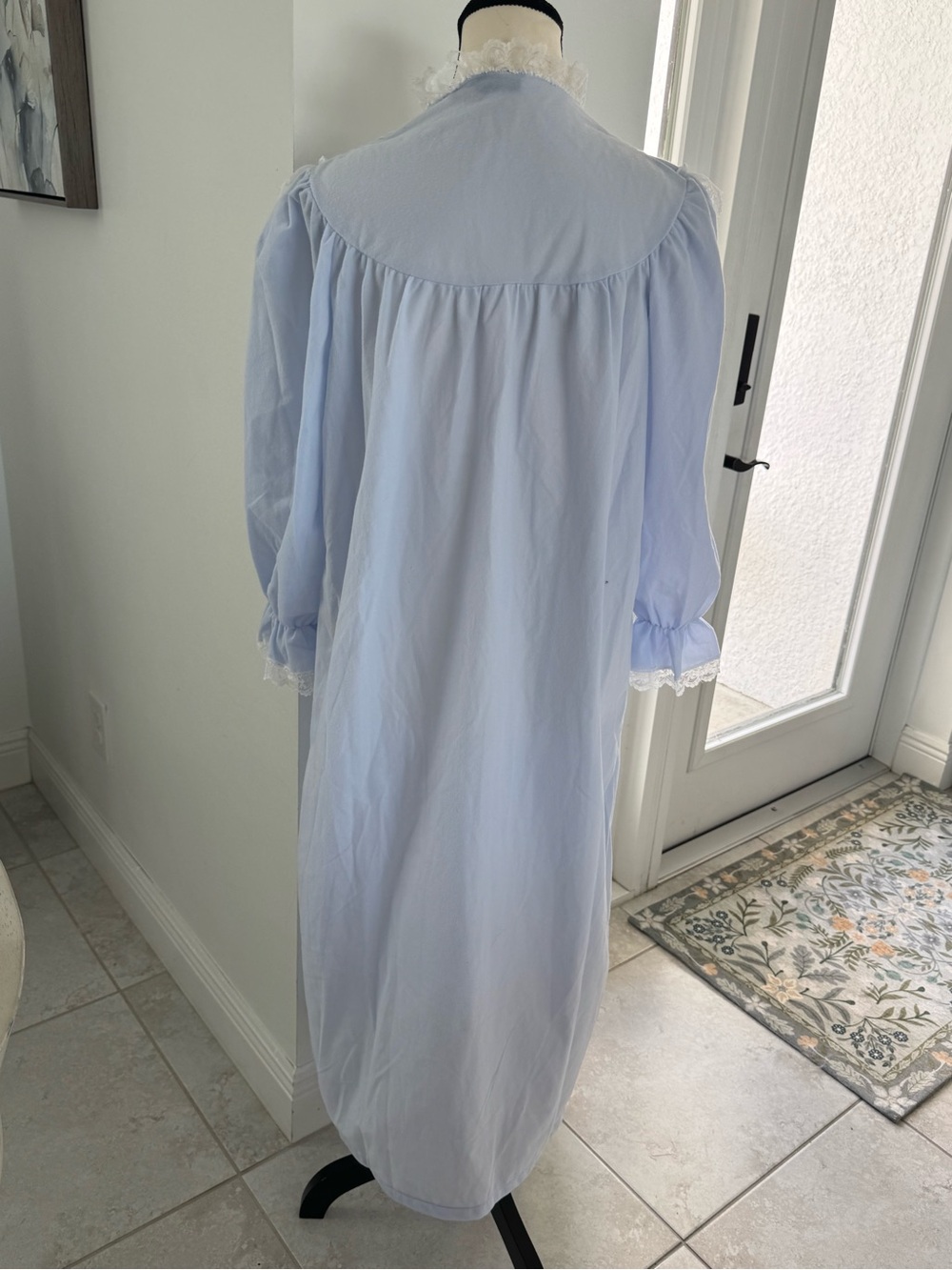 Sears Light Blue Nightgown with White Lace Trim - Picture 2 of 9